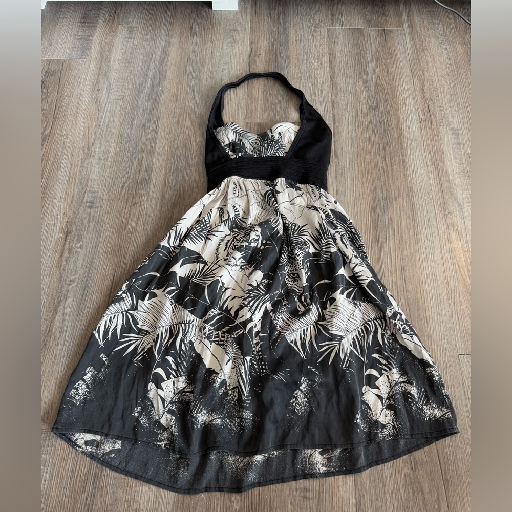 BEBE Y2K HALTER FLORAL BABYDOLL TOP FLOWY EMPIRE WAIST SUMMER S/M